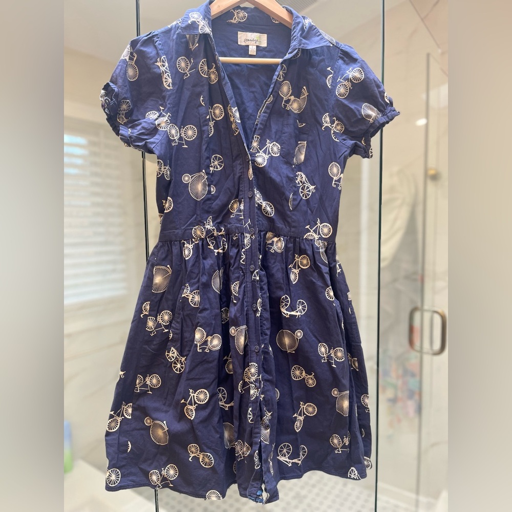 Anthropologie Porridge Blue Short Sleeve Bicycle Dress Size 6